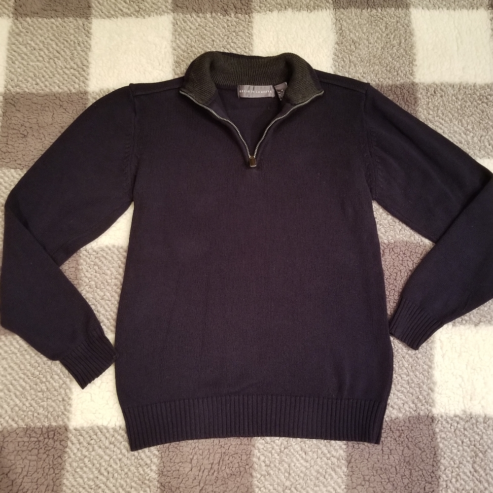 Oscar De La Renta Zip Sweater Men's 100% Cotton Medium